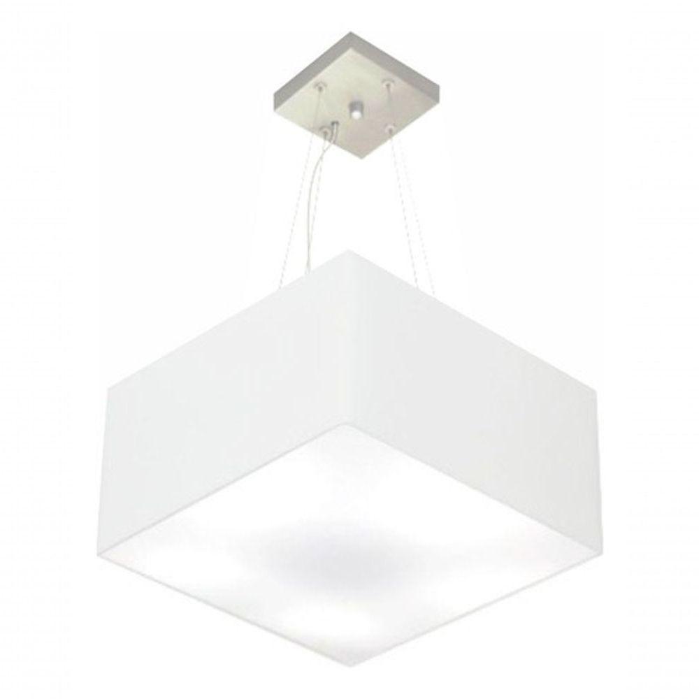 Lustre Pendente Quadrado Vivare Md-4195 Cúpula Em Tecido 25/40x40cm - Bivolt Branco 127/220v - 3