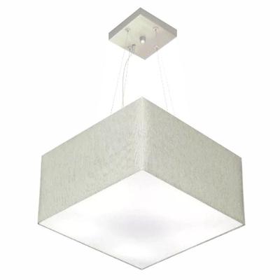 Lustre Pendente Quadrado Vivare Md-4195 Cúpula Em Tecido 25/40x40cm - Bivolt Rustico-cinza 127/220v