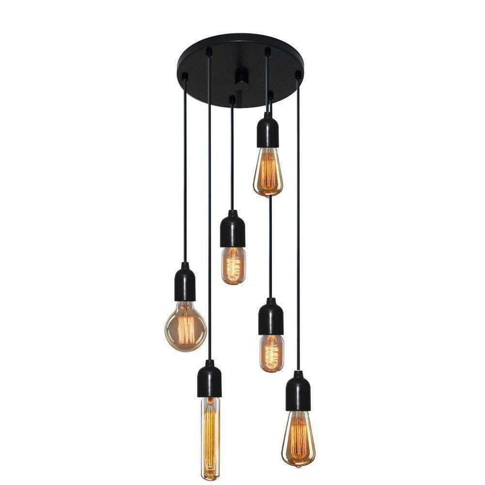 Lustre Pendente Luminária Retro Md-4162/6 Suporte Para Lâmpada / Não Inclusa - Bivolt - 1
