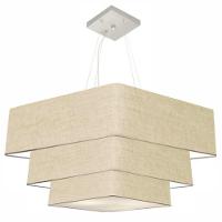 Lustre Pendente Triplo Quadrado Md-4165 Cúpula Em Tecido 80x70x60cm Rustico Bege - Bivolt - 1