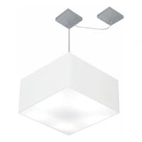 Lustre Pendente Quadrado Com Desvio De Centro Vivare Md-4270 Cúpula Em Tecido 35x35cm - Bivolt Branco 127/220v - 3