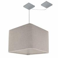 Lustre Pendente Quadrado Com Desvio Md-4269 Cúpula Em Tecido 30/40x40cm Rustico Cinza - Bivolt - 1