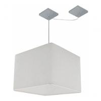 Lustre Pendente Quadrado Com Desvio De Centro Vivare Md-4269 Cúpula Em Tecido 40x40cm - Bivolt Branco 127/220v - 4