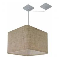 Lustre Pendente Quadrado Com Desvio Md-4268 Cúpula Em Tecido 30/35x35cm Rustico Bege - Bivolt - 3