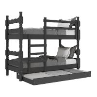 Treliche Madeira Maciça Vira 2 Camas p/ Colchão 78/88 X 188cm Porto Multimóveis Cr35106 Preto Preto - 1