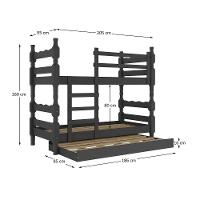 Treliche Madeira Maciça Vira 2 Camas p/ Colchão 78/88 X 188cm Porto Multimóveis Cr35106 Preto Preto - 2