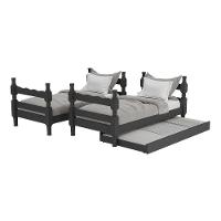 Treliche Madeira Maciça Vira 2 Camas p/ Colchão 78/88 X 188cm Porto Multimóveis Cr35106 Preto Preto - 3