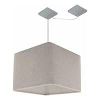 Lustre Pendente Quadrado Com Desvio De Centro Vivare Md-4268 Cúpula Em Tecido 35x35cm - Bivolt Rustico-cinza 127/220v - 3