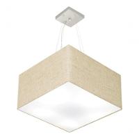 Lustre Pendente Quadrado Vivare Md-4199 Cúpula Em Tecido 30/60x60cm - Bivolt Rustico-bege 127/220v - 3