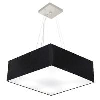 Lustre Pendente Quadrado Vivare Md-4198 Cúpula Em Tecido 15/60x60cm - Bivolt Preto 127/220v - 1
