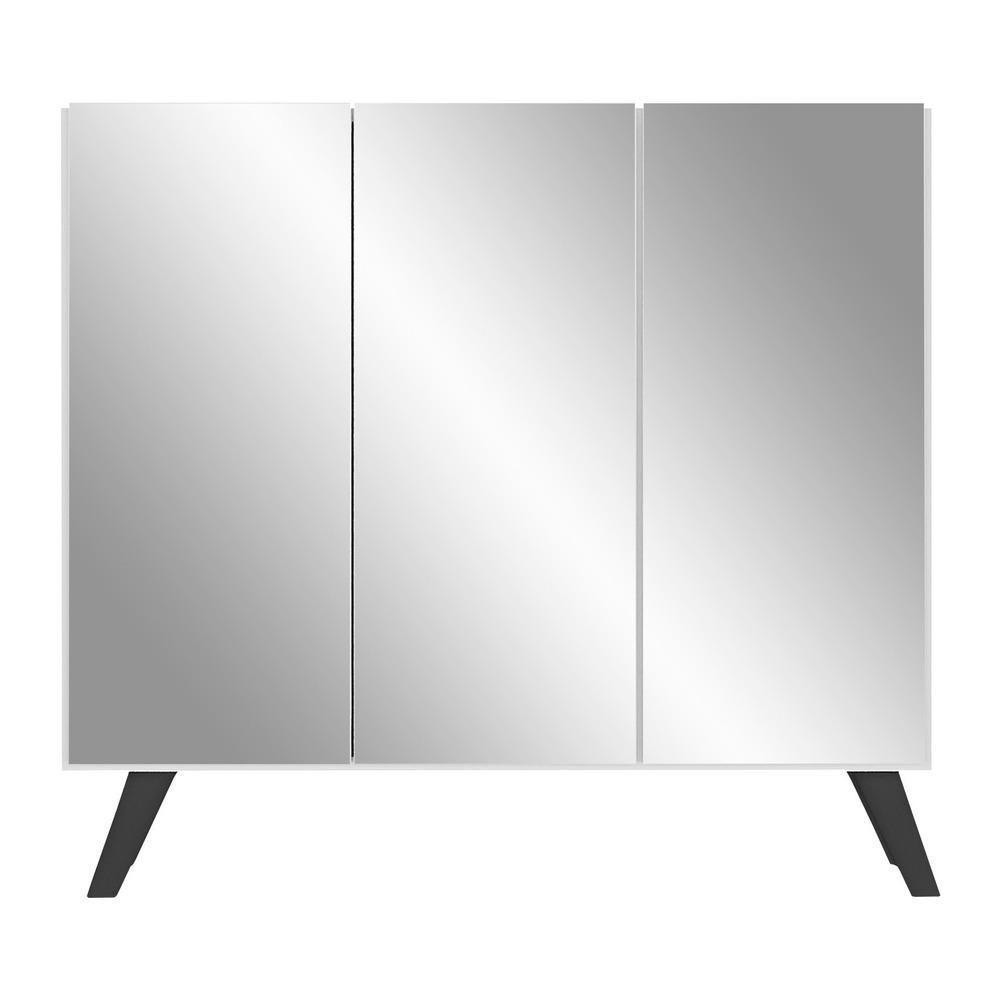 Sapateira Retrô Com Espelho 3 Portas Mp6022 Branca Preta - 2