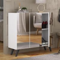 Sapateira Retrô Com Espelho 3 Portas Mp6022 Branca Preta - 1