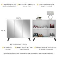 Sapateira Retrô Com Espelho 3 Portas Mp6022 Branca Preta - 5