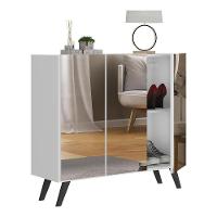 Sapateira Retrô Com Espelho 3 Portas Mp6022 Branca Preta - 6