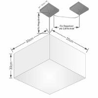 Lustre Pendente Quadrado Com Desvio De Centro Vivare Md-4270 Cúpula Em Tecido 35x35cm - Bivolt Rustico-bege 127/220v - 2