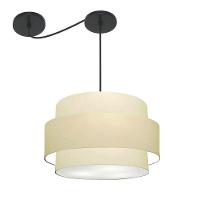 Lustre Sala De Jantar Com Desvio Vivare Md-4401 Cúpula Em Tecido 60cm Algodão-crú 127/220v - 1