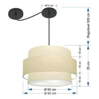 Lustre Sala De Jantar Com Desvio Vivare Md-4401 Cúpula Em Tecido 60cm Algodão-crú 127/220v - 5