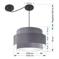 Lustre Sala De Jantar Com Desvio Vivare Md-4401 Cúpula Em Tecido 60cm Cinza-escuro 127/220v - 6
