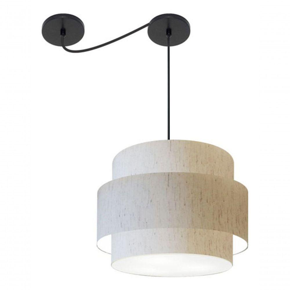 Lustre Sala De Jantar Com Desvio Vivare Md-4397 Cúpula Em Tecido 40cm Linho Bege 127/220v - 5