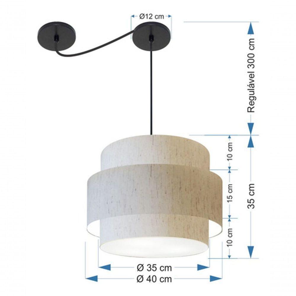 Lustre Sala De Jantar Com Desvio Vivare Md-4397 Cúpula Em Tecido 40cm Linho Bege 127/220v - 6