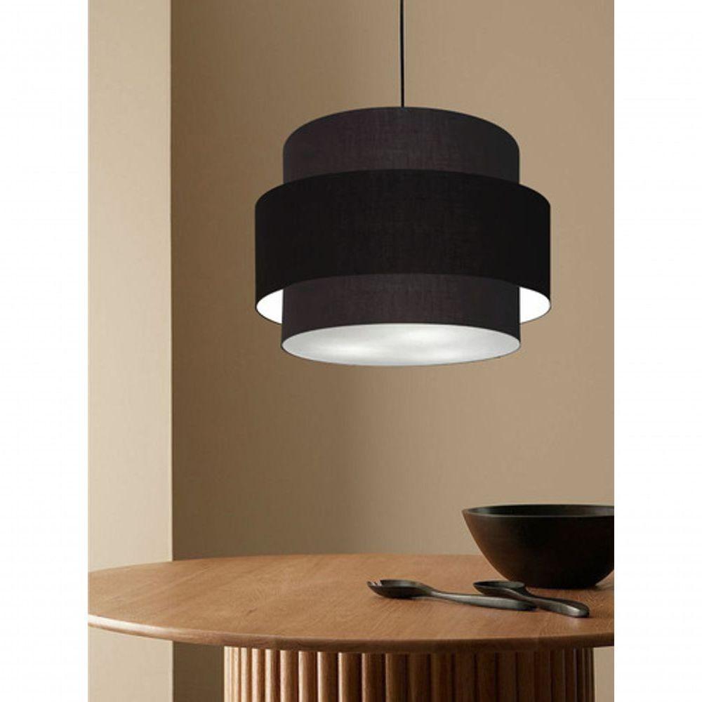 Lustre Sala De Jantar Com Desvio Vivare Md-4401 Cúpula Em Tecido 60cm Preto 127/220v - 7