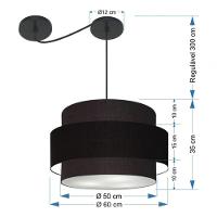 Lustre Sala De Jantar Com Desvio Vivare Md-4401 Cúpula Em Tecido 60cm Preto 127/220v - 6