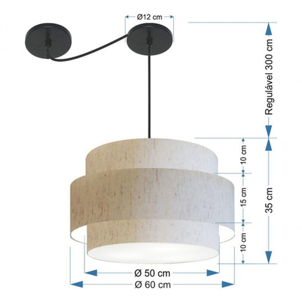 Lustre Sala De Jantar Com Desvio Vivare Md-4401 Cúpula Em Tecido 60cm Linho Bege 127/220v - 7