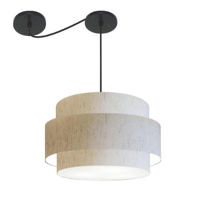 Lustre Sala De Jantar Com Desvio Vivare Md-4401 Cúpula Em Tecido 60cm Linho Bege 127/220v
