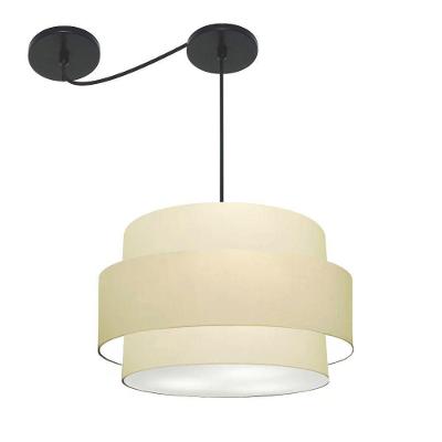 Lustre Sala De Jantar Com Desvio Vivare Md-4400 Cúpula Em Tecido 55cm Algodão-crú 127/220v