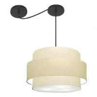 Lustre Sala De Jantar Com Desvio Vivare Md-4400 Cúpula Em Tecido 55cm Algodão-crú 127/220v - 7