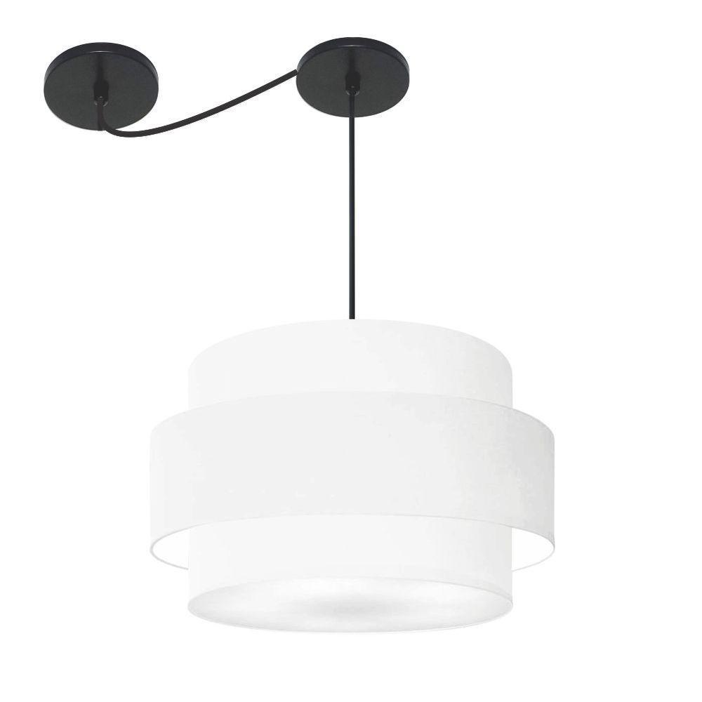 Lustre Sala De Jantar Com Desvio Vivare Md-4399 Cúpula Em Tecido 50cm Branco 127/220v - 1