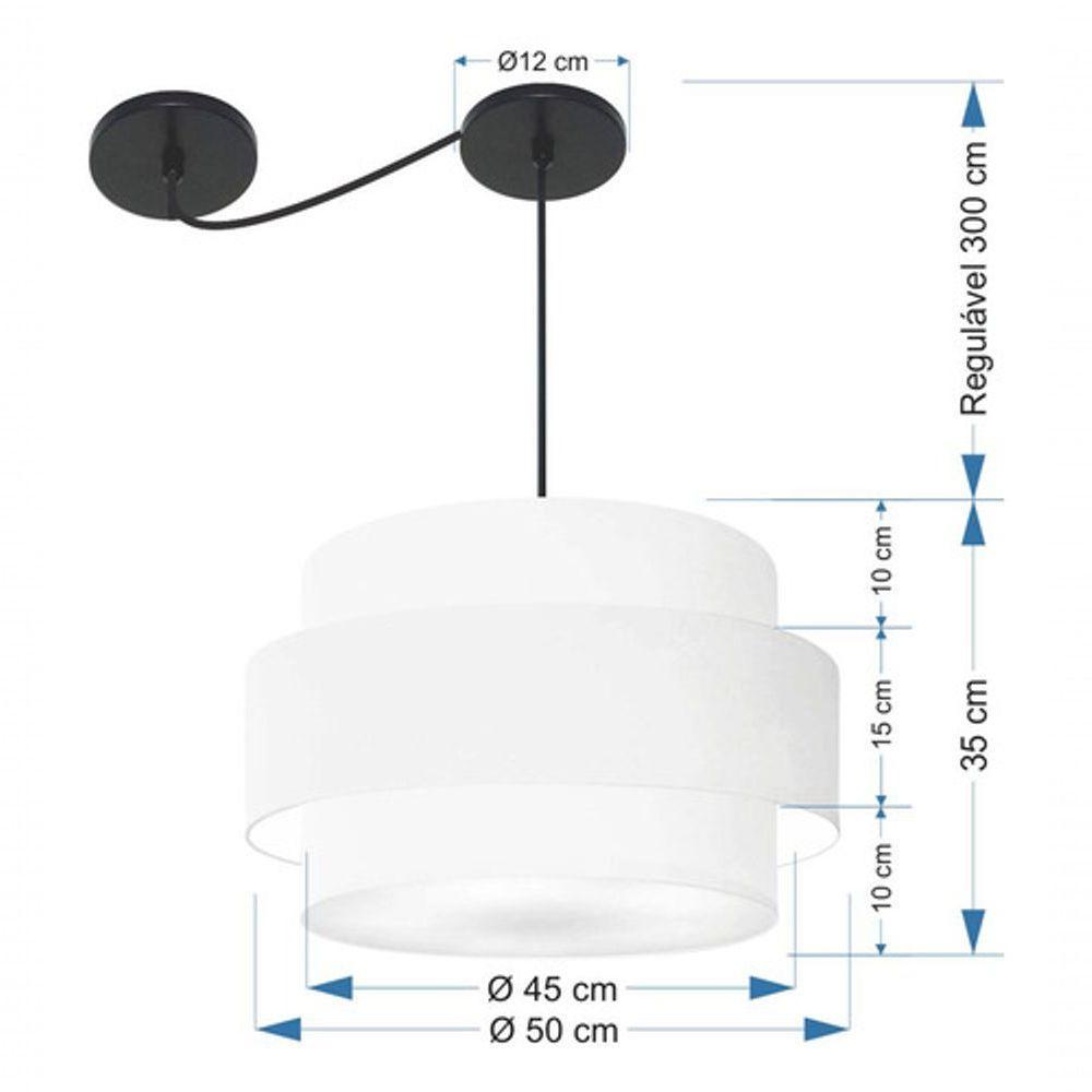 Lustre Sala De Jantar Com Desvio Vivare Md-4399 Cúpula Em Tecido 50cm Branco 127/220v - 7