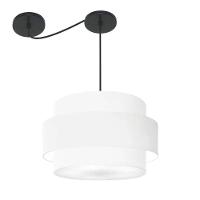 Lustre Sala De Jantar Com Desvio Vivare Md-4399 Cúpula Em Tecido 50cm Branco 127/220v - 1