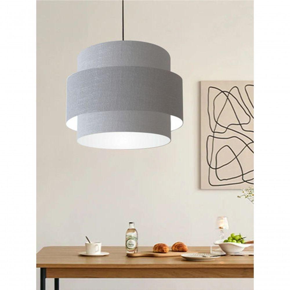 Lustre Sala De Jantar Com Desvio Vivare Md-4397 Cúpula Em Tecido 40cm Rustico-cinza 127/220v - 9