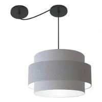 Lustre Sala De Jantar Com Desvio Vivare Md-4400 Cúpula Em Tecido 55cm Rustico-cinza 127/220v - 5