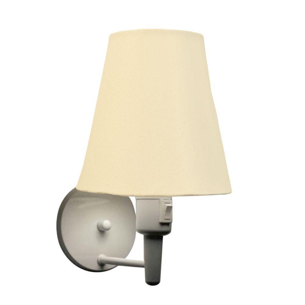 Arandela Cone Md-2013 Branco C- Inter Liga E Desl Cúpula Em Tecido Algodão Crú - Bivolt - 3