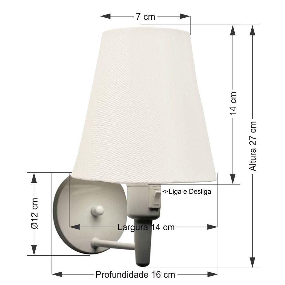 Arandela Cone Md-2013 Branco C- Inter Liga E Desl Cúpula Em Tecido Branco - Bivolt - 2