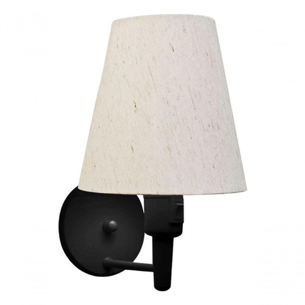 Kit-2 Arandela Cone Md-2013 Preto C- Inter Liga E Desl Cúpula Em Tecido Linho Bege - Bivolt - 8