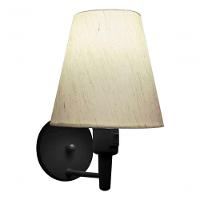 Kit-2 Arandela Cone Md-2013 Preto C- Inter Liga E Desl Cúpula Em Tecido Linho Bege - Bivolt - 6