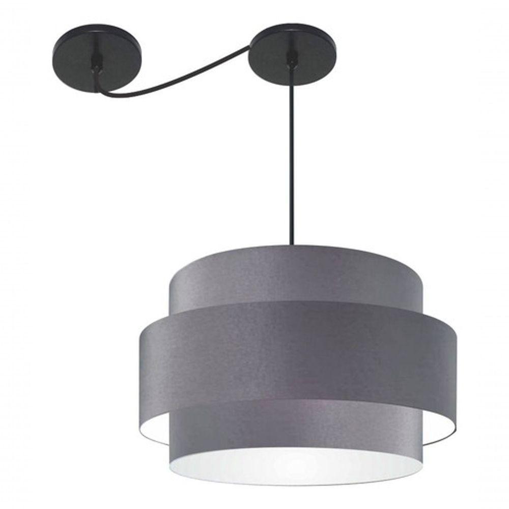 Lustre Sala De Jantar Com Desvio Vivare Md-4400 Cúpula Em Tecido 55cm Cinza-escuro 127/220v - 6