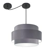 Lustre Sala De Jantar Com Desvio Vivare Md-4400 Cúpula Em Tecido 55cm Cinza-escuro 127/220v - 1