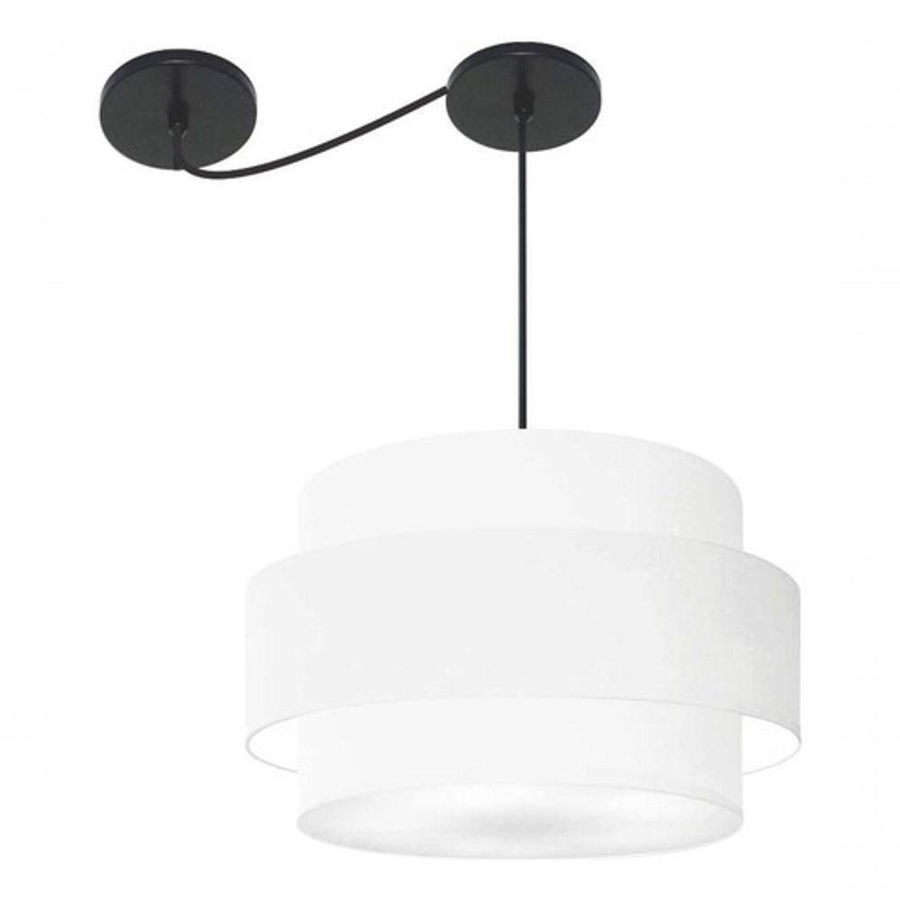 Lustre Sala De Jantar Com Desvio Vivare Md-4401 Cúpula Em Tecido 60cm Branco 127/220v - 7