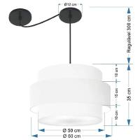 Lustre Sala De Jantar Com Desvio Vivare Md-4401 Cúpula Em Tecido 60cm Branco 127/220v - 3