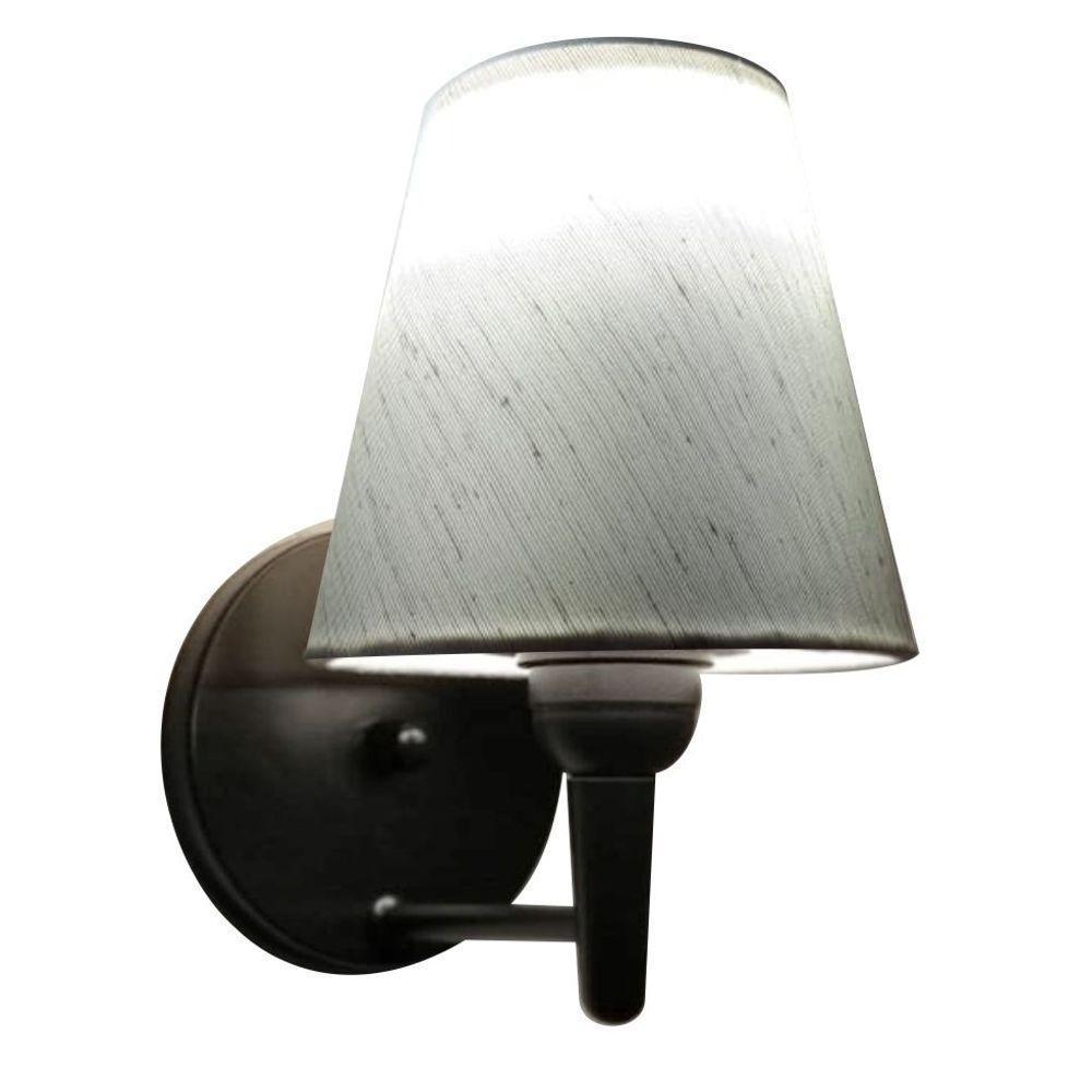 Arandela Cone Md-2004 Base Preto Cúpula Em Tecido 14-14x07cm Linho Bege - Bivolt - 1