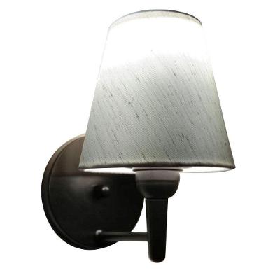 Arandela Cone Md-2004 Base Preto Cúpula Em Tecido 14-14x07cm Linho Bege - Bivolt