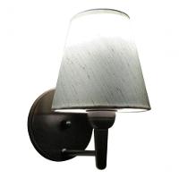 Arandela Cone Md-2004 Base Preto Cúpula Em Tecido 14-14x07cm Linho Bege - Bivolt