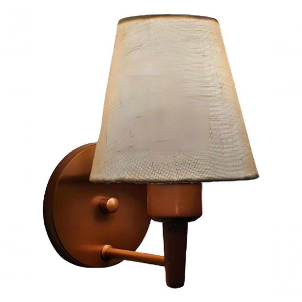 Arandela Cone Md-2004 Base Cobre Cúpula Em Tecido 14-14x07cm Rustico Bege - Bivolt - 5