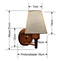 Arandela Cone Md-2004 Base Cobre Cúpula Em Tecido 14-14x07cm Rustico Bege - Bivolt - 6