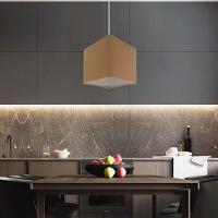 Lustre Pendente Quadrado Vivare Md-4223 Cúpula Em Tecido 15/13x13cm - Bivolt Palha 127/220v - 6