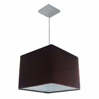 Lustre Pendente Quadrado Vivare Md-4059 Cúpula Em Tecido 21/35x35cm - Bivolt Café 127/220v - 1